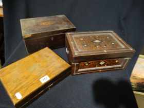 Two Victorian Sewing Boxes, Together With A Cased Fish Knife & Fork Set