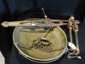 A Gilt Lacquer Decorated Hanging Balance Scale, By W & T Avery Ltd (To Weigh 30lb)