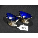 A Pair Of Oval Based Silver Salts, Together With Spoons, Birmingham 1886