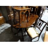 An Antique Style Dining Suite Of Pedestal Table, Four Chairs & Sideboard