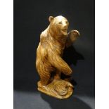 A Black Forest Type Carved Wooden Standing Bear, 19" High