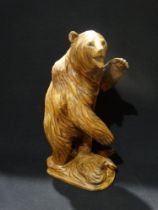 A Black Forest Type Carved Wooden Standing Bear, 19" High