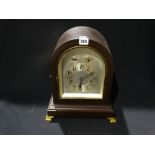 An Edwardian Mahogany Cased Bracket Clock With Silvered Dial & Subsidiary Dials