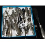 A Good Collection Of Silver Handled Shoe Horns & Button Hooks