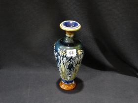 A Doulton Lambeth Baluster Vase With Stylized Floral Pattern, 11" High