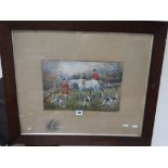 Edwardian School, Watercolour, Huntsman & Dogs Indistinctly Signed, Hindley?, 9" X 14"