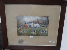 Edwardian School, Watercolour, Huntsman & Dogs Indistinctly Signed, Hindley?, 9" X 14"