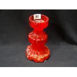 A Whitefriars Red Tinted Circular Based Vase, 7.5" High