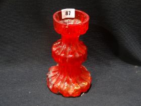 A Whitefriars Red Tinted Circular Based Vase, 7.5" High