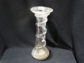 A Circular Based Clear Glass Swirl Vase, 16" High