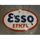 A Large Oval Enamel Sign For Esso