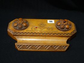 An Early 20thc Black Forest Type Ink Stand With Nut Decorated Lids To The Wells, 12" Across