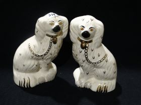 A Pair Of Beswick Pottery Staffordshire White Seated Dogs