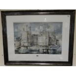 William Selwyn, Watercolour, View Of Caernarfon Castle, Signed 12" X 19"