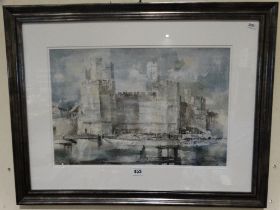 William Selwyn, Watercolour, View Of Caernarfon Castle, Signed 12" X 19"