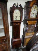 An Antique Mahogany Encased Long Case Clock, With Arched Painted Dial, Eight Day Movement