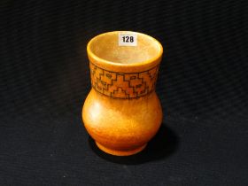 An Orange Ground Crown Ducal Pottery Vase By Charlotte Rhead, Signed, 7.5" High