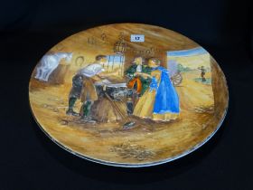 An Early 20thc Burleigh Ware Pottery Wall Plaque, Titled "Gretna Green" & Signed Ridgway, 16" Dia