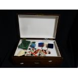 A 19thc Mahogany & Brass Inlaid Jewellery Box With Base Drawer