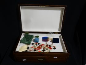 A 19thc Mahogany & Brass Inlaid Jewellery Box With Base Drawer