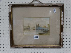 19thc School, Watercolour, Primitive Study Of Caernarfon Castle, Initialled WJR, 4.5" X 6.5"