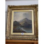 19thc School Oil On Canvas, Scottish Loch Scene With Figures & Boat To The Foreground, Signed, 14"