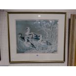 Charles Tunnicliffe, A Limited Edition Coloured Print Of Ducks In Winter, Signed & No In Pencil