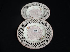 A Pair Of Hochst Porcelain Circular Ribbon Plates Decorated With Floral Sprays, 9.5" Dia