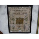 A 19thc Woolwork Pictorial Sampler, Mary Howarths Work, Aged 10, 1833