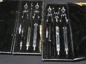 Two Mid 20thc Cased Draughtsman`s Instrument Sets