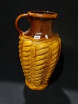 A Brown Glazed West German Pottery Handled Vase, 18" High