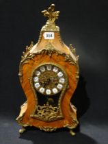 A French Floral Inlaid & Gilt Metal Balloon Clock With Circular Dial