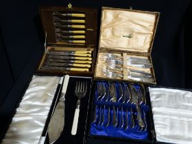 Four Early 20thc Cased Cutlery Sets