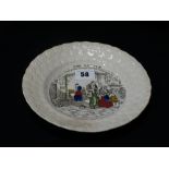 A Staffordshire Pottery Nursery Plate With Transfer Scene Titled "The Bottle", 8" Dia
