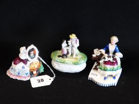 Three Late Victorian Continental Fairing Type Caskets & Figure