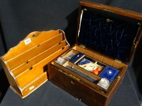 A 19thc Rosewood Veneered Writing Box, Together With An Edwardian Letter Rack