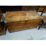 An Antique Camphor Wood Chest With Side Carrying Handles
