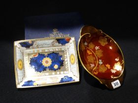 A Boxed Royal Worcester Dish, Together With A Carlton Ware Rouge Royale Dish