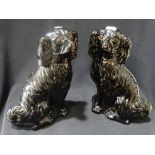 A Pair Of Staffordshire Pottery Jack Field Seated Dogs, 13" High