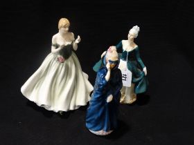 Two Royal Doulton China Figures, Together With A Royal Worcester Figure