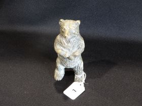 An Early 20thc Heavy Cast Brass Figure Of A Standing Bear, 6" High