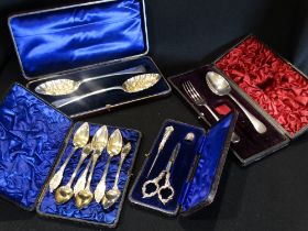 Four Cased Sewing & Cutlery Sets (Some Incomplete)