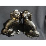 A Pair Of Staffordshire Pottery Jack Field Seated Dogs, 14" High