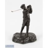 Spelter Golfing Figure - depicts juvenile golfer in action pose measures 8.5" height approx.