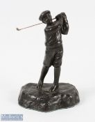 Spelter Golfing Figure - depicts juvenile golfer in action pose measures 8.5" height approx.