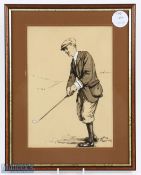 Charles Ambrose (1876-1946) c1920 Original Golf Sketch of leading golfing personality - pen and