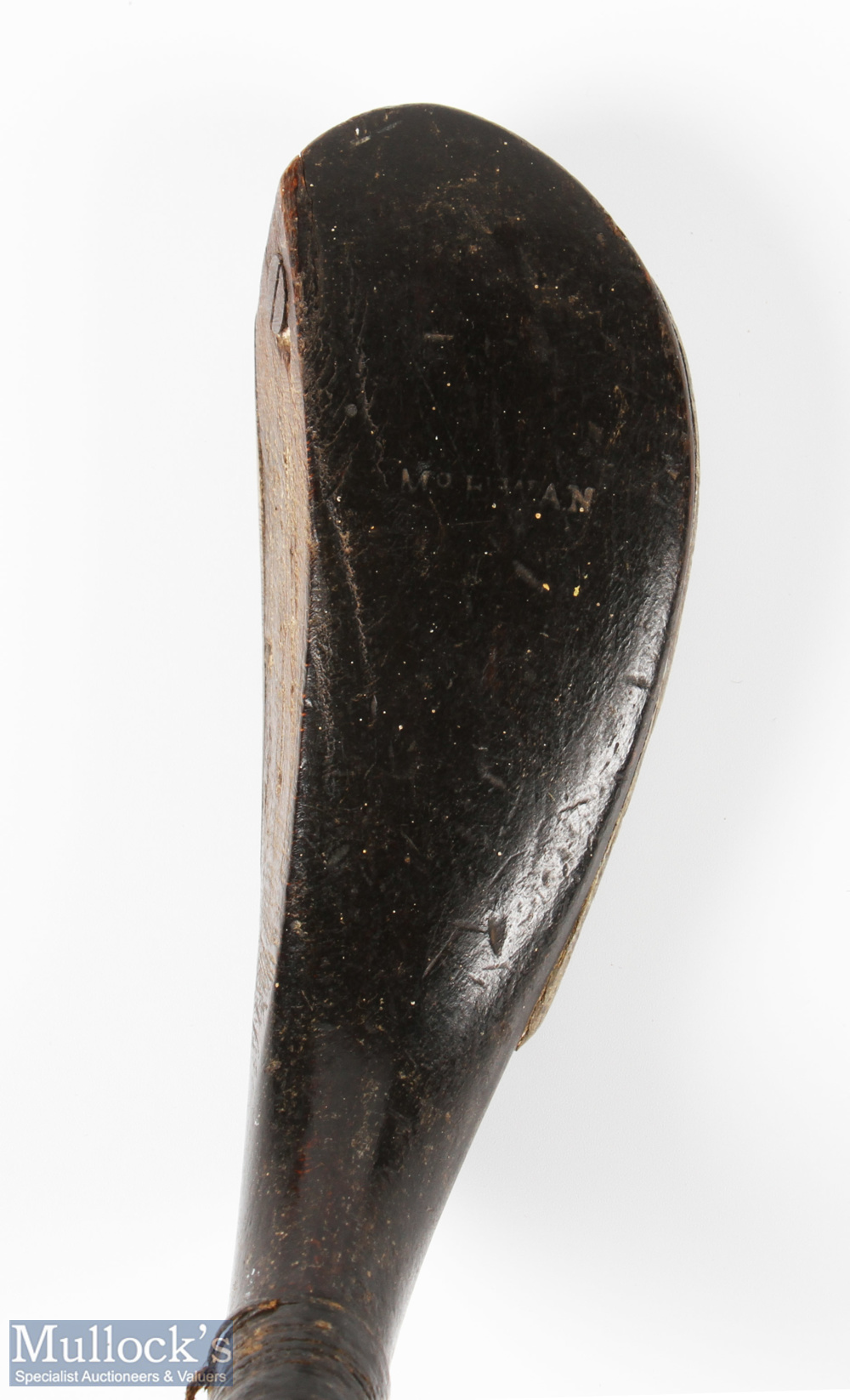 Early and interesting McEwan dark stained beech wood curved face longnose short spoon c1870 - head - Image 4 of 6