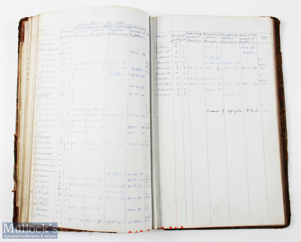 North British & Mercantile Golf Club Handicap Book from 1926-1963 - in the original half leather and - Image 3 of 4