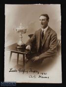 Scarce 1921 Arthur Havers (Open Golf Champion in 1923) signed and dated cabinet style photograph -