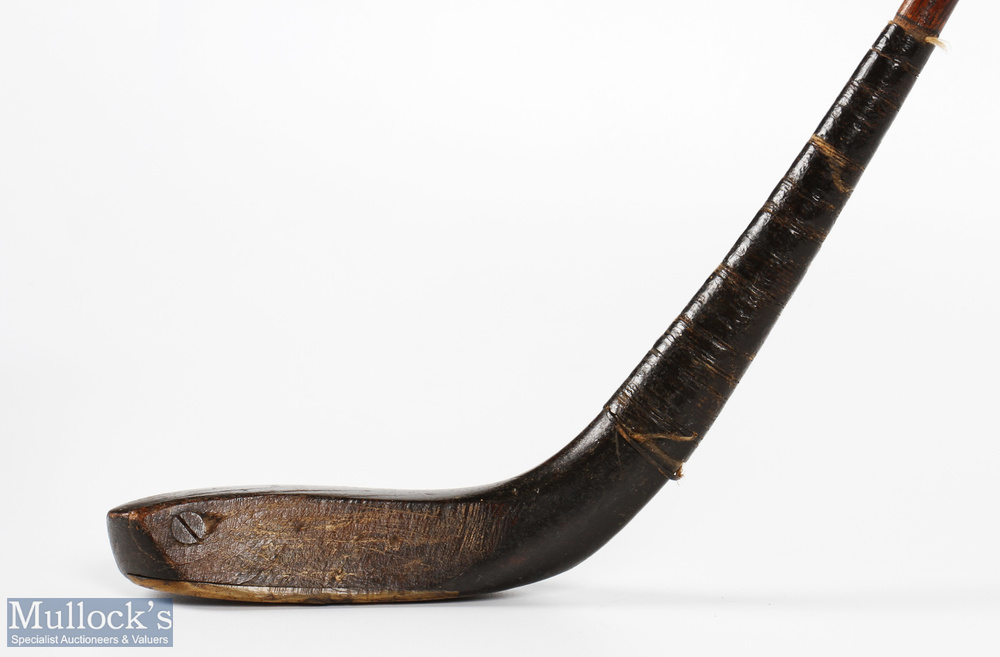 Early and interesting McEwan dark stained beech wood curved face longnose short spoon c1870 - head - Image 3 of 6